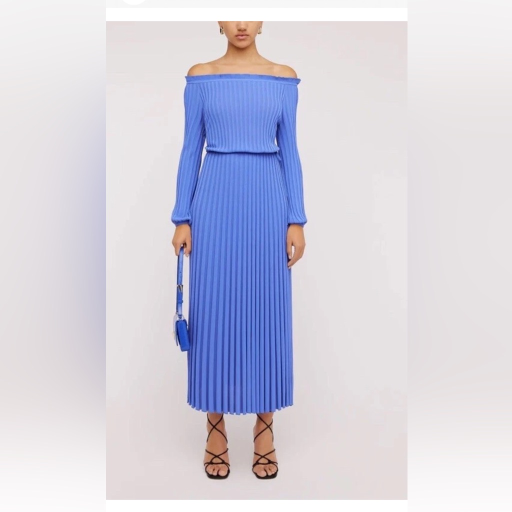 Scanlan Theodore Blue Off-Shoulder Dress